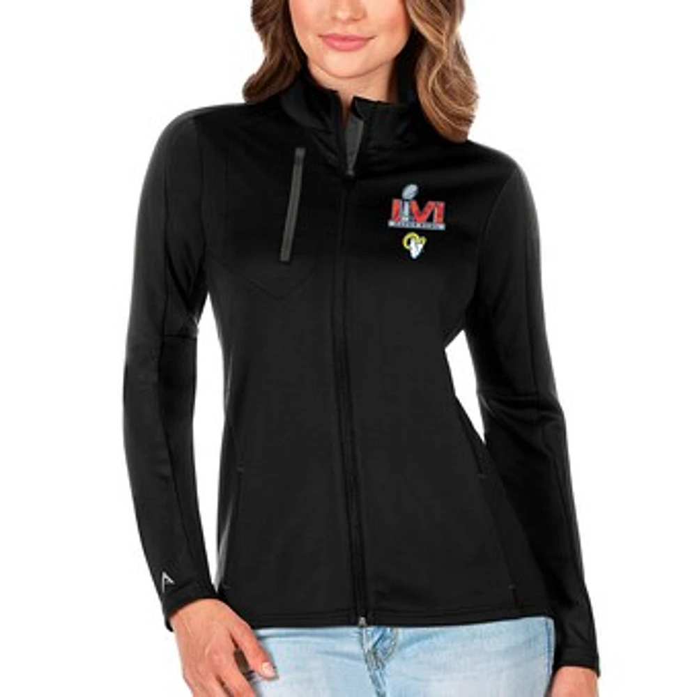 Women's Antigua Black Los Angeles Rams Super Bowl LVI Bound Generation Full-Zip Jacket