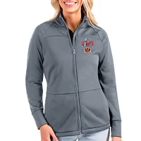 Women's Antigua Steel Cincinnati Bengals Super Bowl LVI Bound Links Full-Zip Golf Jacket