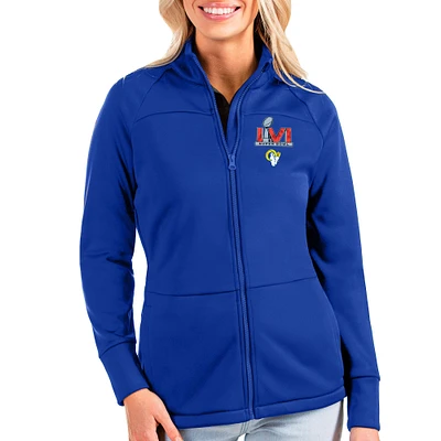 Women's Antigua Royal Los Angeles Rams Super Bowl LVI Bound Links Full-Zip Golf Jacket