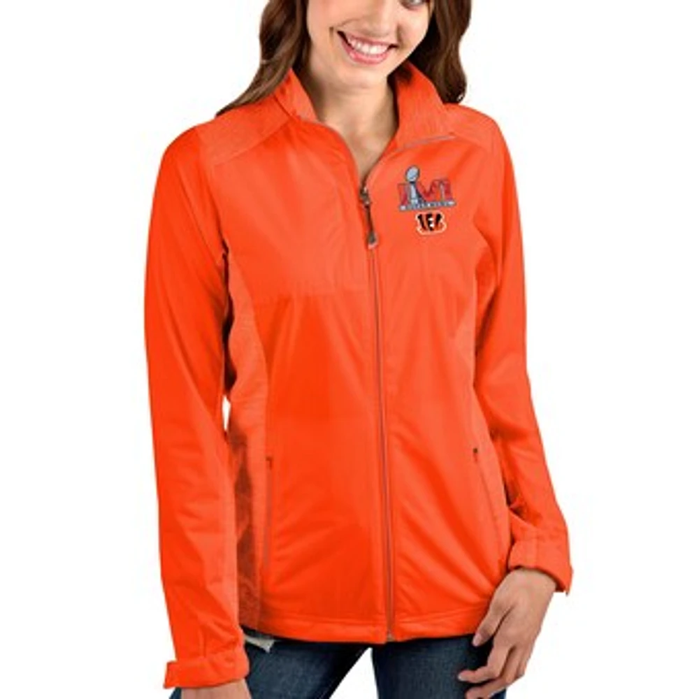 Women's Antigua Orange Cincinnati Bengals Super Bowl LVI Bound Revolve Full-Zip Jacket