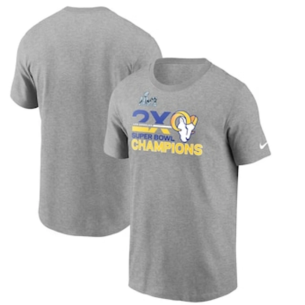 Men's Nike Heathered Gray Los Angeles Rams 2-Time Super Bowl Champions T-Shirt