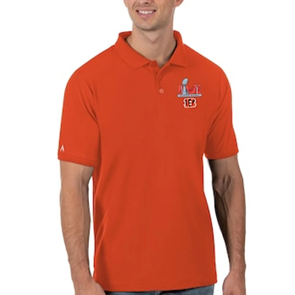 Men's Antigua Orange Cincinnati Bengals Super Bowl LVI Bound Legacy Pique Polo