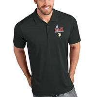 Men's Antigua Charcoal Los Angeles Rams Super Bowl LVI Bound Tribute Polo