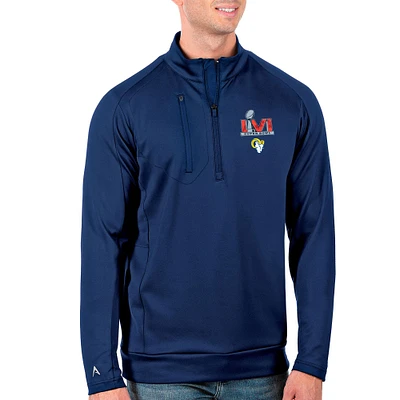 Men's Antigua Navy Los Angeles Rams Super Bowl LVI Bound Big & Tall Generation Quarter-Zip Pullover Jacket