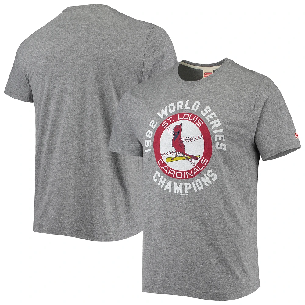 Men's Homage Heathered Gray St. Louis Cardinals 1982 World Series Champions Tri-Blend T-Shirt