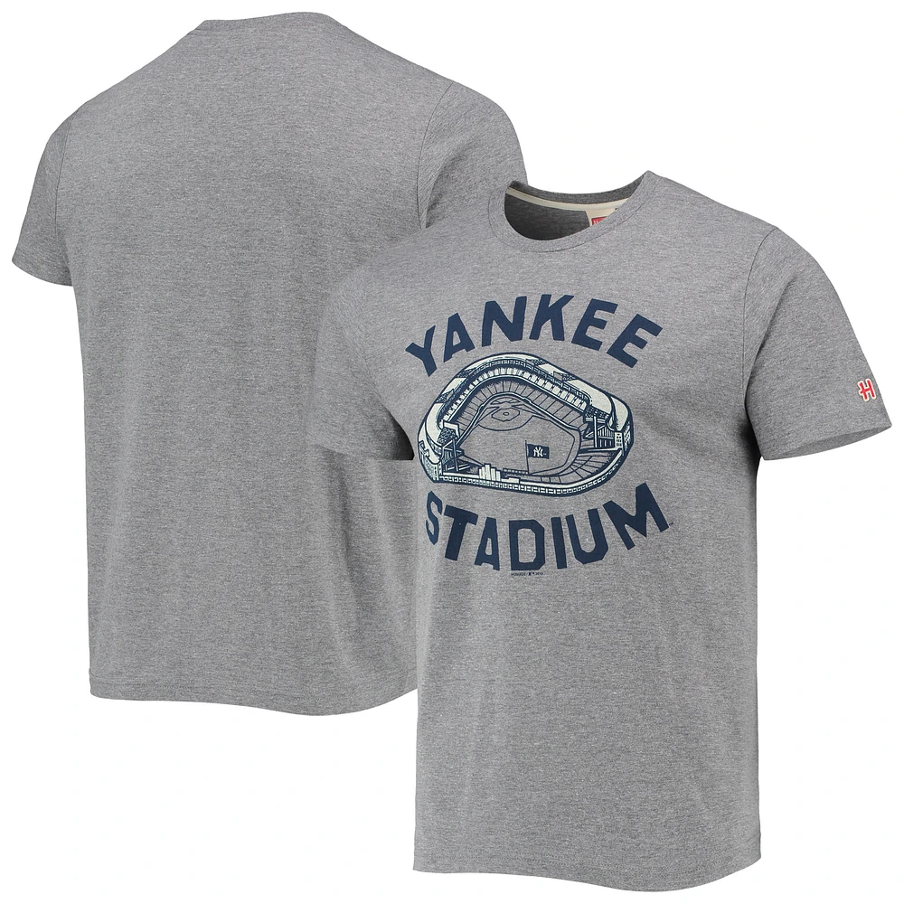 Men's Homage Gray New York Yankees Yankee Stadium Tri-Blend T-Shirt