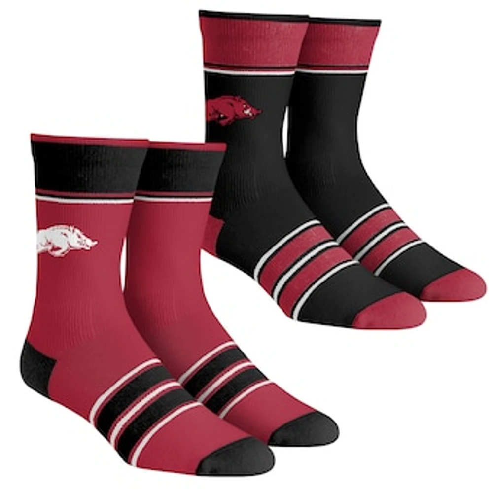 Unisex Rock Em Socks Arkansas Razorbacks Multi-Stripe 2-Pack Team Crew Sock Set