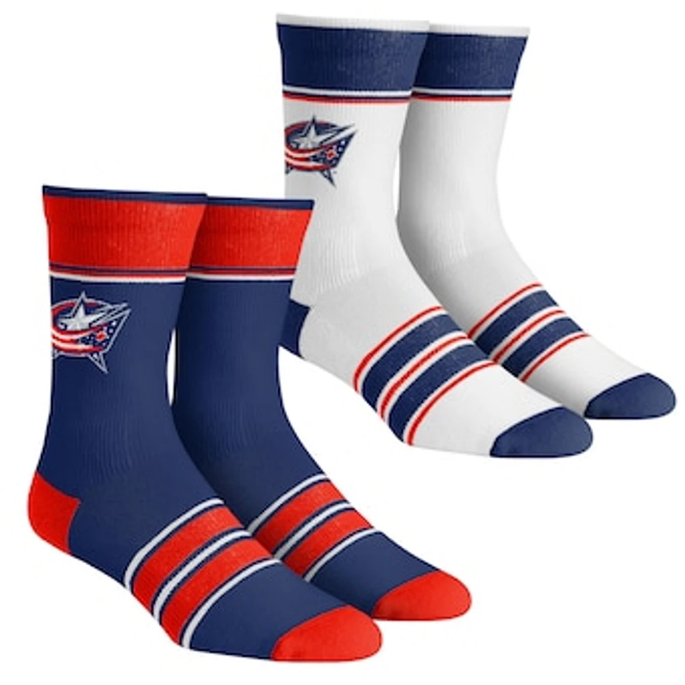 Unisex Rock Em Socks Columbus Blue Jackets Multi-Stripe 2-Pack Team Crew Sock Set