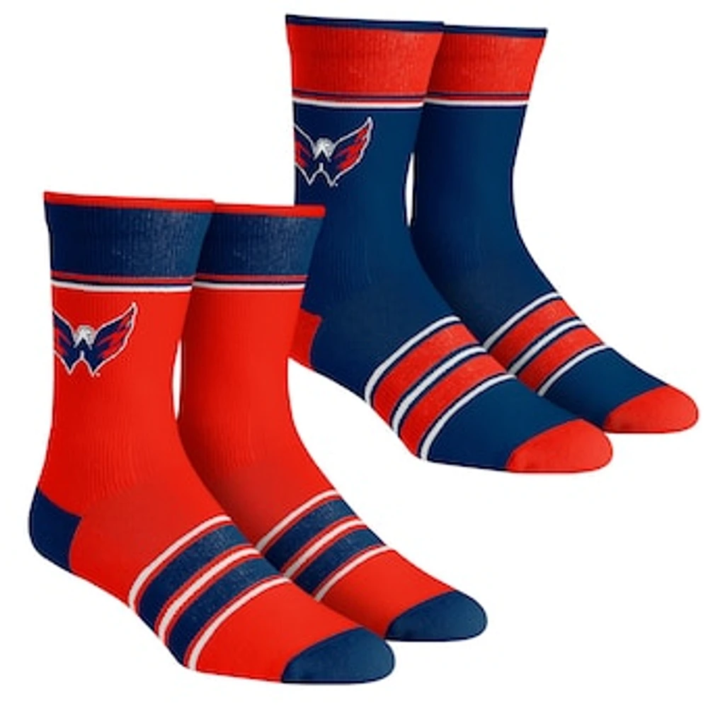 Unisex Rock Em Socks Washington Capitals Multi-Stripe 2-Pack Team Crew Sock Set