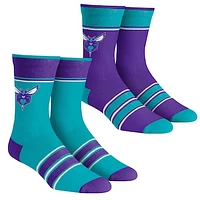 Unisex Rock Em Socks Charlotte Hornets Multi-Stripe 2-Pack Team Crew Sock Set