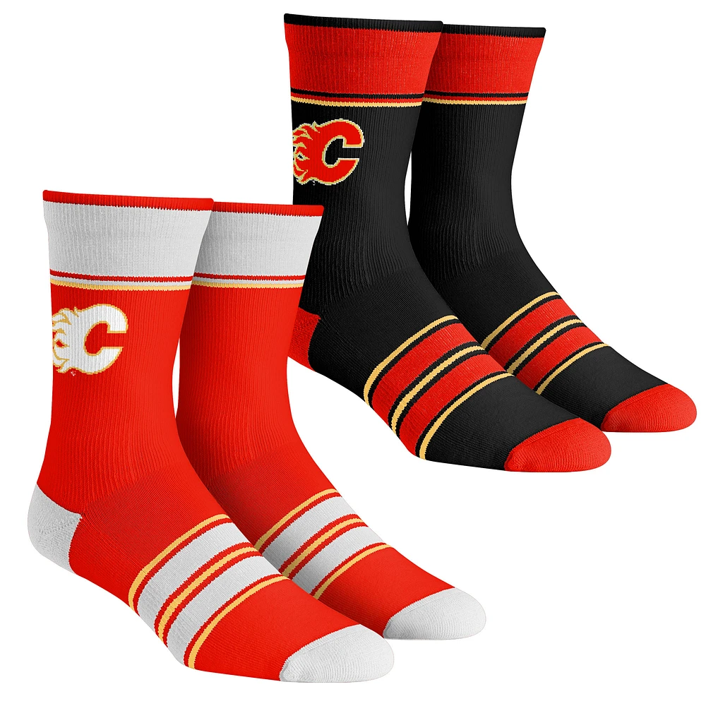 Unisex Rock Em Socks Calgary Flames Multi-Stripe 2-Pack Team Crew Sock Set