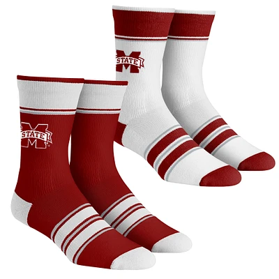 Unisex Rock Em Socks Mississippi State Bulldogs Multi-Stripe 2-Pack Team Crew Sock Set