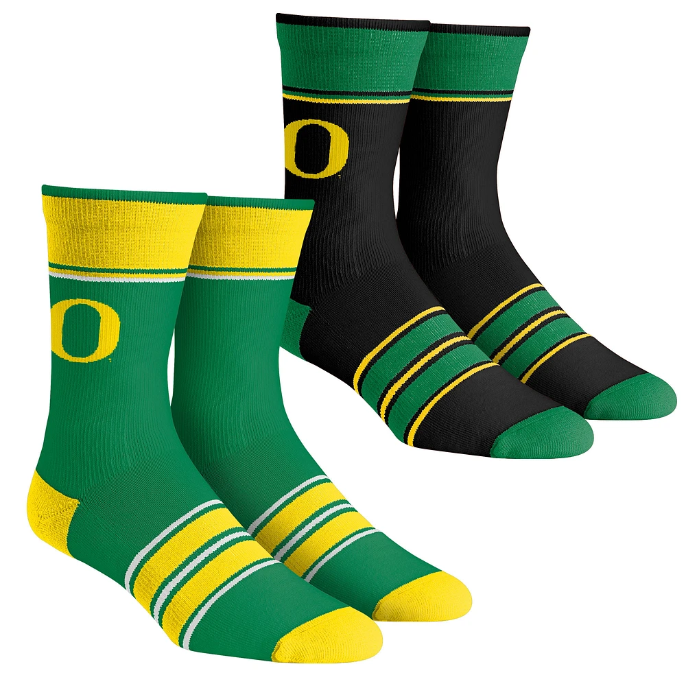 Unisex Rock Em Socks Oregon Ducks Multi-Stripe 2-Pack Team Crew Sock Set