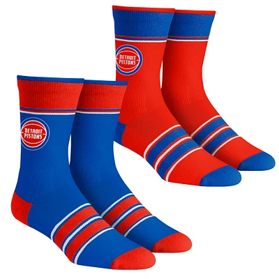 Unisex Rock Em Socks Detroit Pistons Multi-Stripe 2-Pack Team Crew Sock Set