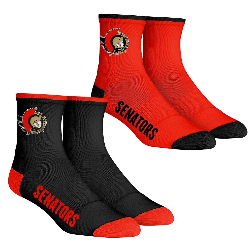 Youth Rock Em Socks Ottawa Senators Core Team 2-Pack Quarter Length Sock Set