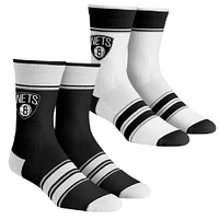 Youth Rock Em Socks Brooklyn Nets Multi-Stripe 2-Pack Team Crew Sock Set