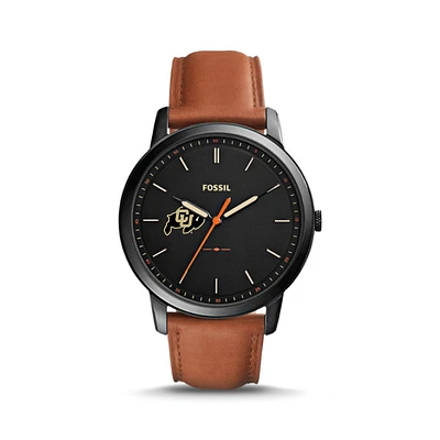 Fossil Colorado Buffaloes The Minimalist Slim Light Brown Leather Watch