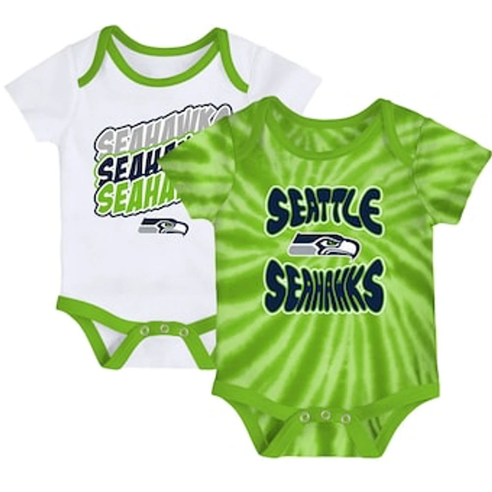 Newborn & Infant White/Neon Green Seattle Seahawks Monterey Tie-Dye