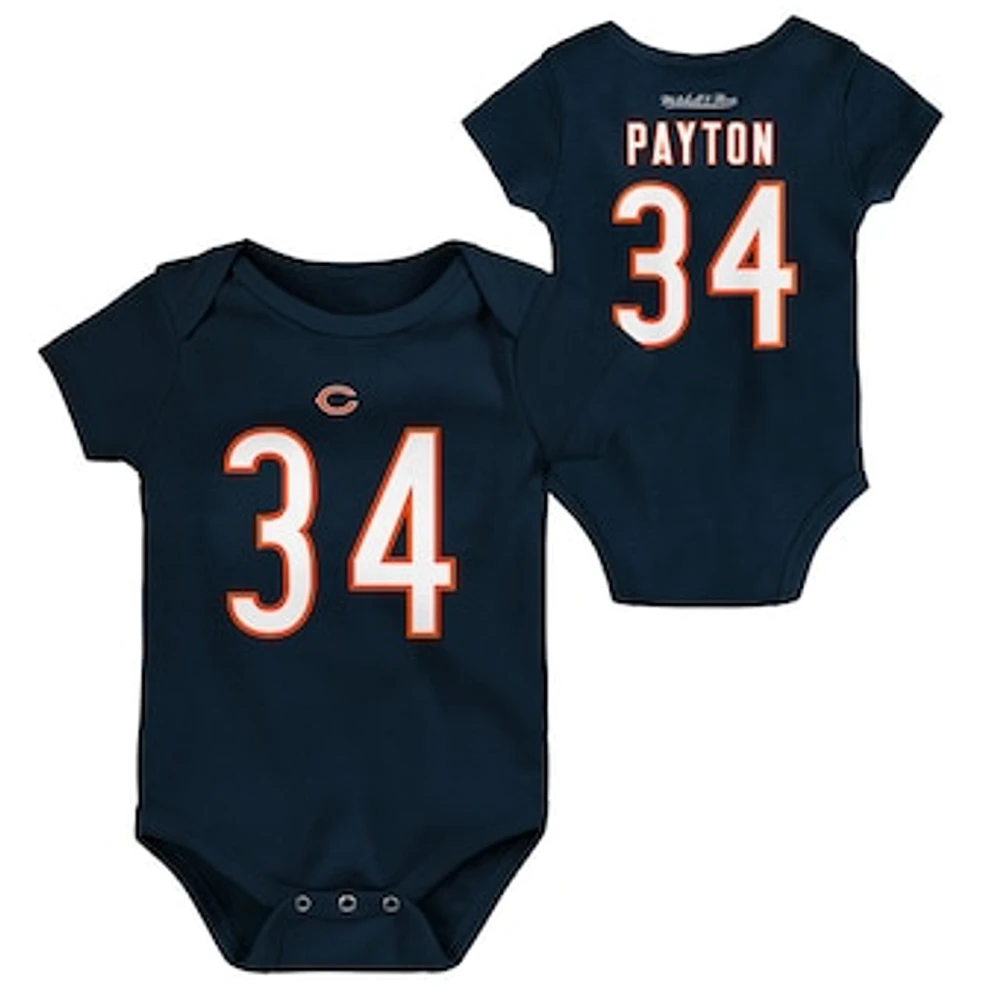 Newborn & Infant Mitchell Ness Walter Payton Navy Chicago Bears Retro Name Number Bodysuit