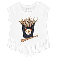 Girls Toddler Tiny Turnip White Houston Astros Hot Bats Fringe T-Shirt