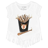 Girls Youth Tiny Turnip White San Francisco Giants Hot Bats Fringe T-Shirt