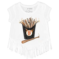 Girls Youth Tiny Turnip White San Francisco Giants Hot Bats Fringe T-Shirt