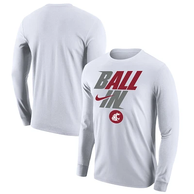 Men's Nike White Washington State Cougars Legend Bench Long Sleeve T-Shirt