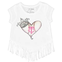 Girls Toddler Tiny Turnip White Minnesota Twins Baseball Tiara Heart Fringe T-Shirt