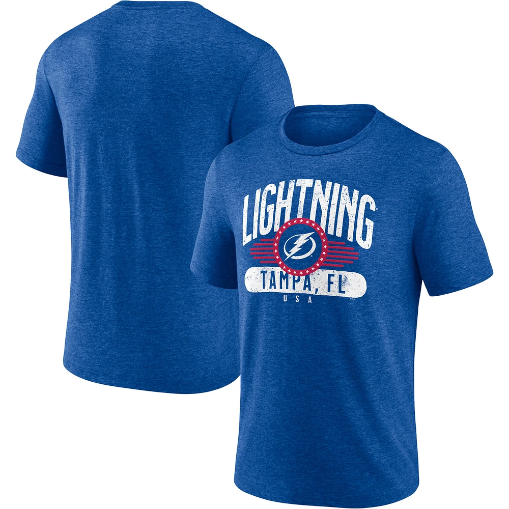 Men's Fanatics Heathered Royal Tampa Bay Lightning Americana Stars & Stripes Tri-Blend T-Shirt