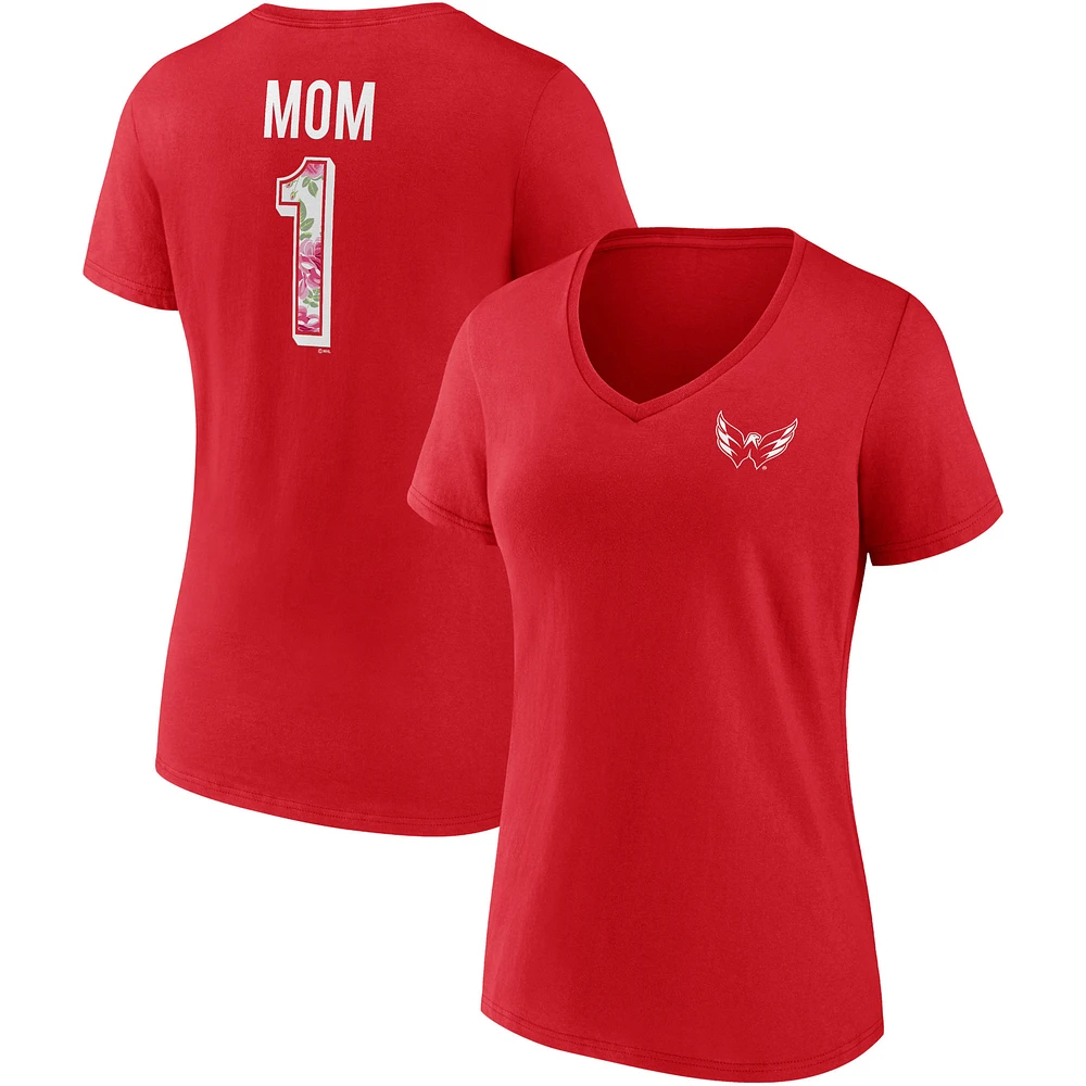 Women's Fanatics Red Washington Capitals Team Mother's Day V-Neck T-Shirt