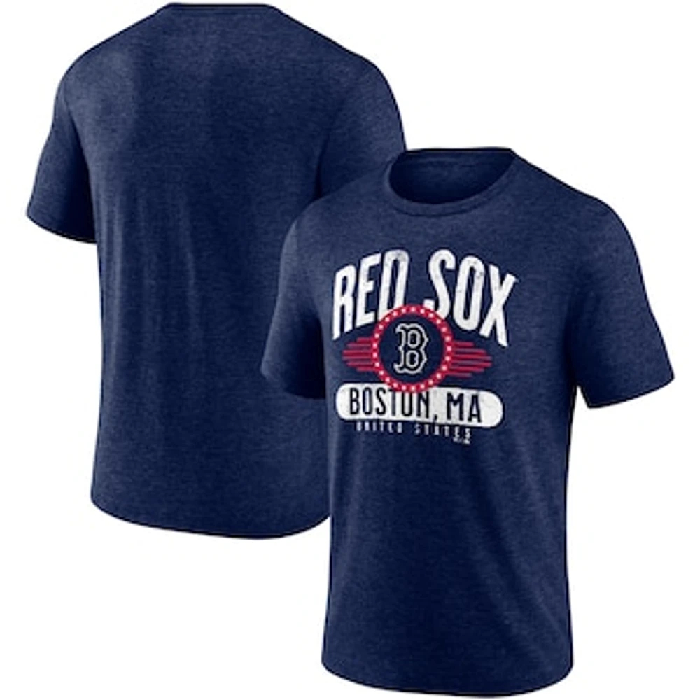 Men's Heathered Navy Boston Red Sox Badge of Honor Tri-Blend T-Shirt