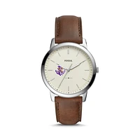 Fossil LSU Shreveport Pilots The Minimalist Brown Leather Watch