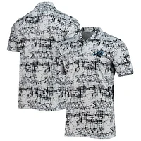 Men's Antigua Black Carolina Panthers Vivid Polo