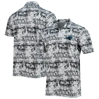 Men's Antigua Black Carolina Panthers Vivid Polo