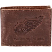 Brown Detroit Red Wings Bifold Leather Wallet