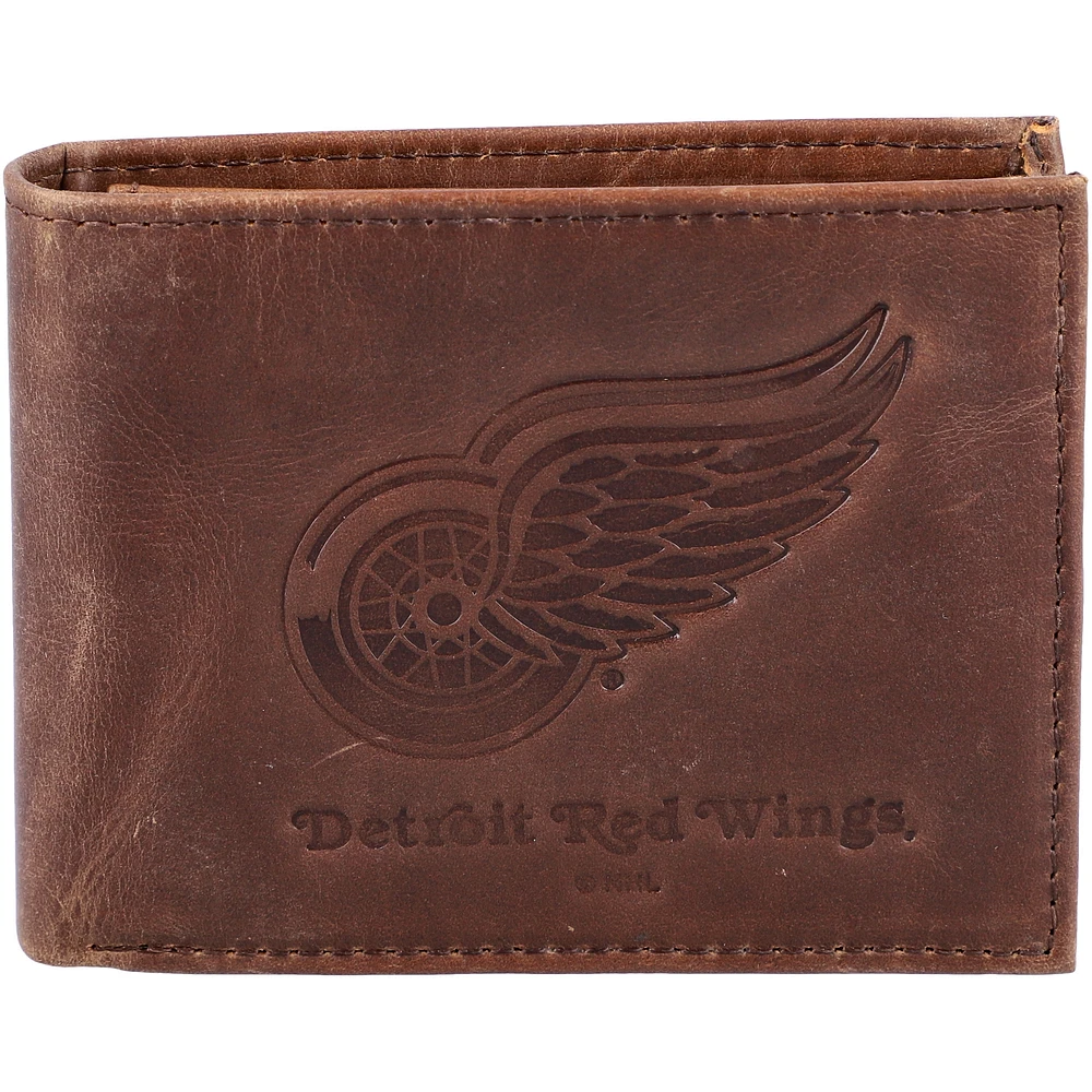 Brown Detroit Red Wings Bifold Leather Wallet