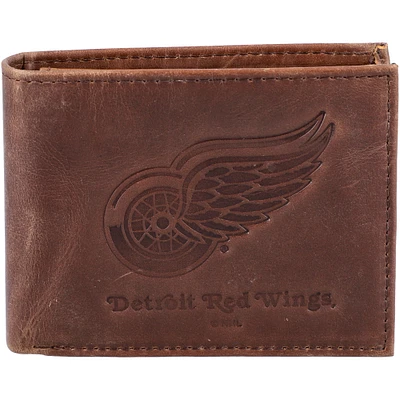Brown Detroit Red Wings Bifold Leather Wallet