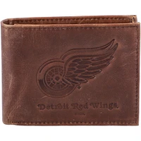 Brown Detroit Red Wings Bifold Leather Wallet