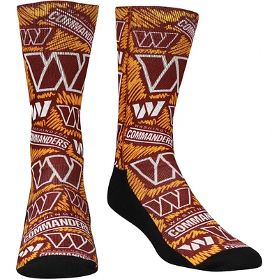 Men's Rock Em Socks Burgundy Washington Commanders Logo Sketch Crew Socks