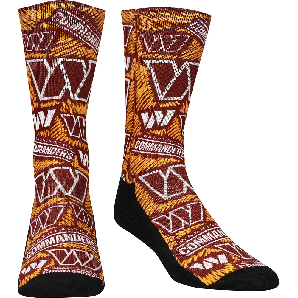 Youth Rock Em Socks Washington Commanders Logo Sketch Crew Socks