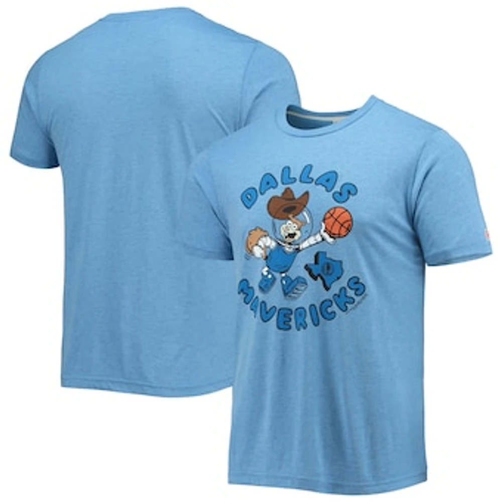 Men's Homage Light Blue Dallas Mavericks NBA x Spongebob Collab Tri-Blend T-Shirt