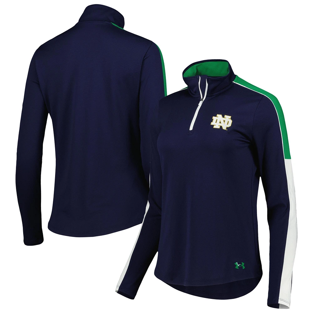 Women's Under Armour Navy Notre Dame Fighting Irish Team Tech Mesh Performance Quarter-Zip Jacket