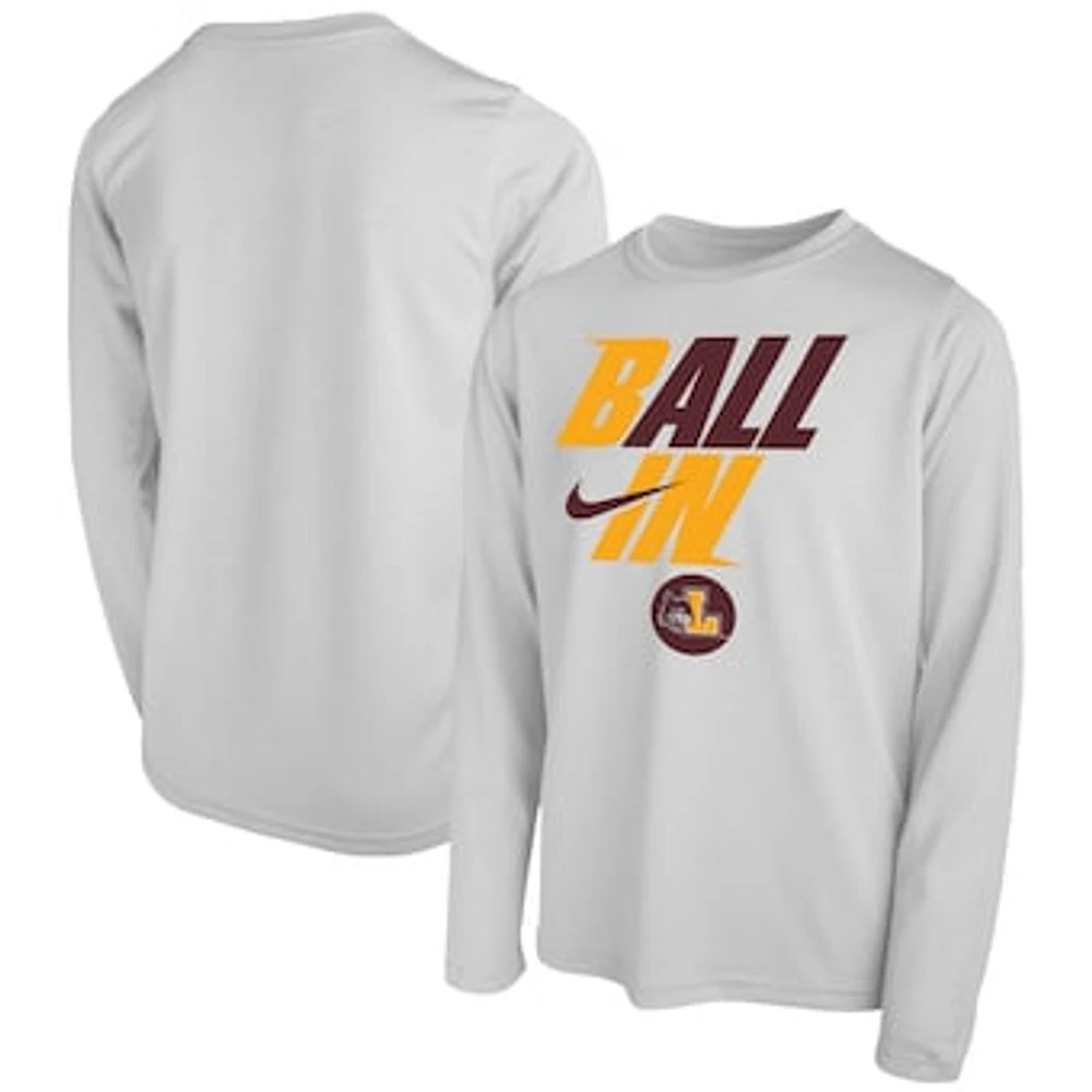 Youth Nike White Loyola Chicago Ramblers Ball In Bench Long Sleeve T-Shirt