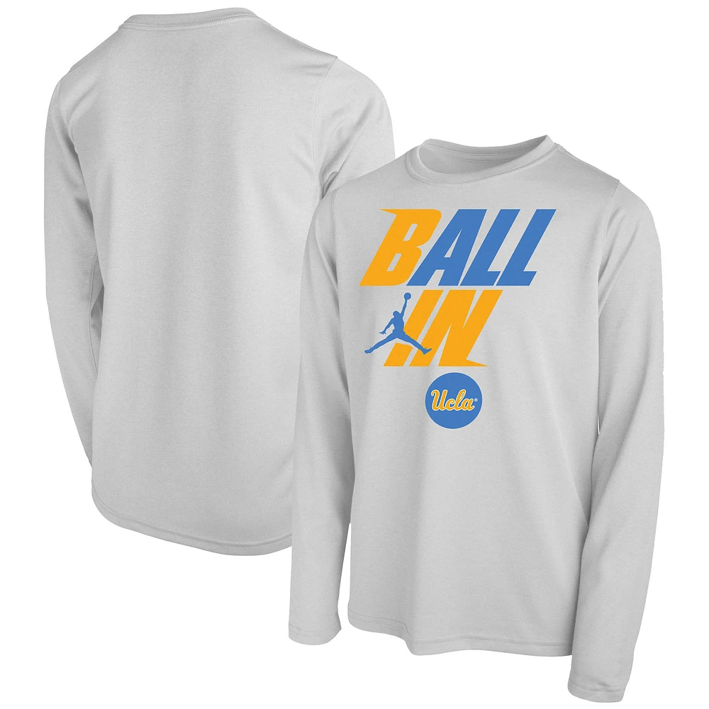 Youth Jordan Brand White UCLA Bruins Ball In Bench Long Sleeve T-Shirt