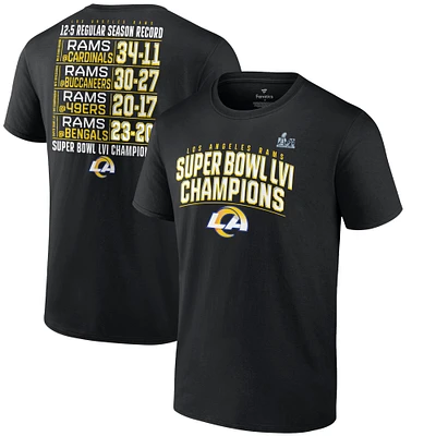 Men's Fanatics Black Los Angeles Rams Super Bowl LVI Champions Big & Tall Schedule T-Shirt