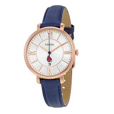 Women's Fossil Navy Ball State Cardinals Jacqueline Leather Watch