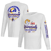 Men's Fanatics White Los Angeles Rams Super Bowl LVI Champions Screen Printed Long Sleeve T-Shirt