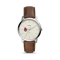 Fossil Ball State Cardinals The Minimalist Brown Leather Watch