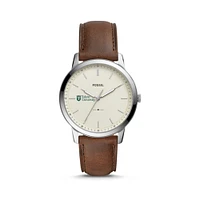 Fossil Tulane Green Wave The Minimalist Brown Leather Watch