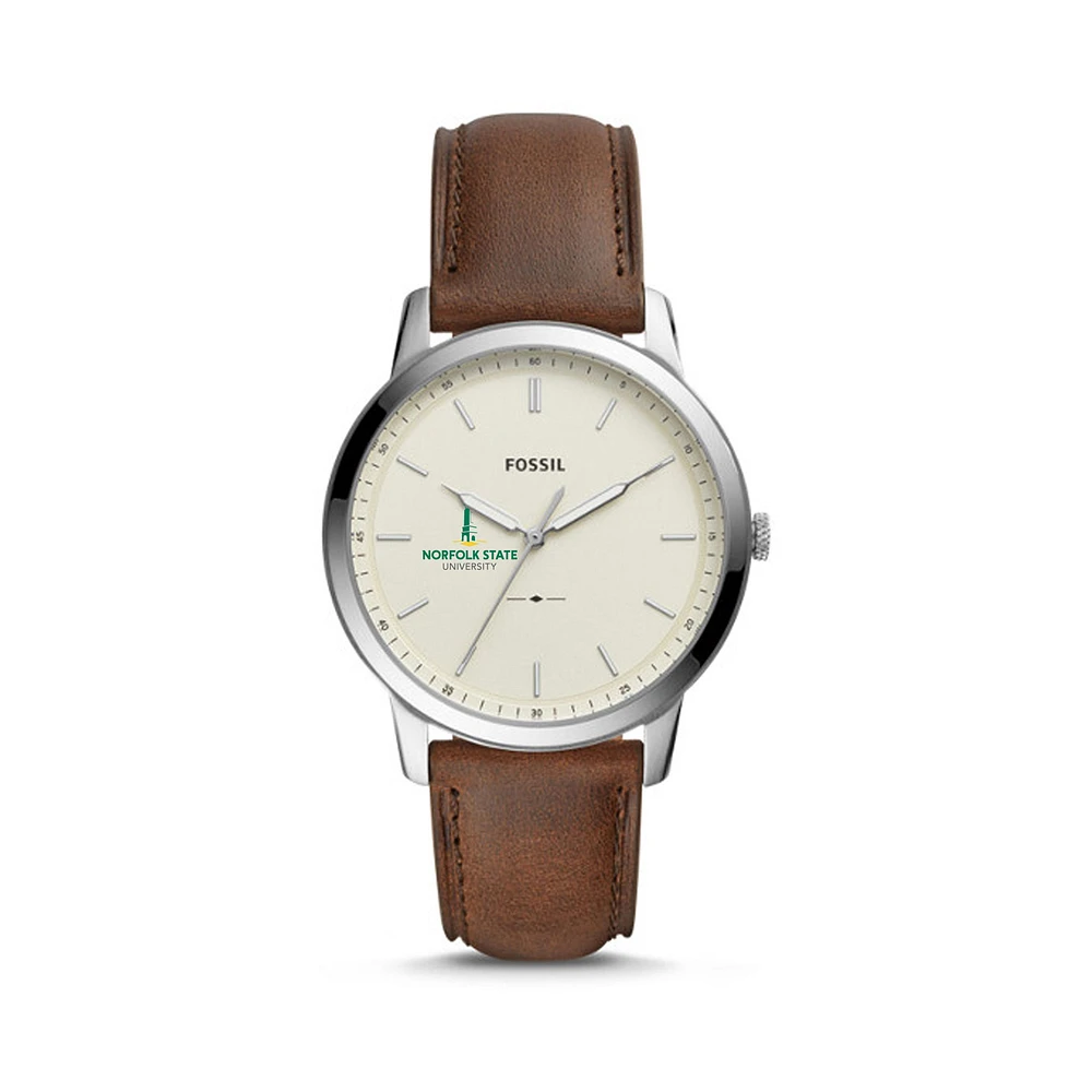 Fossil Norfolk State Spartans The Minimalist Brown Leather Watch